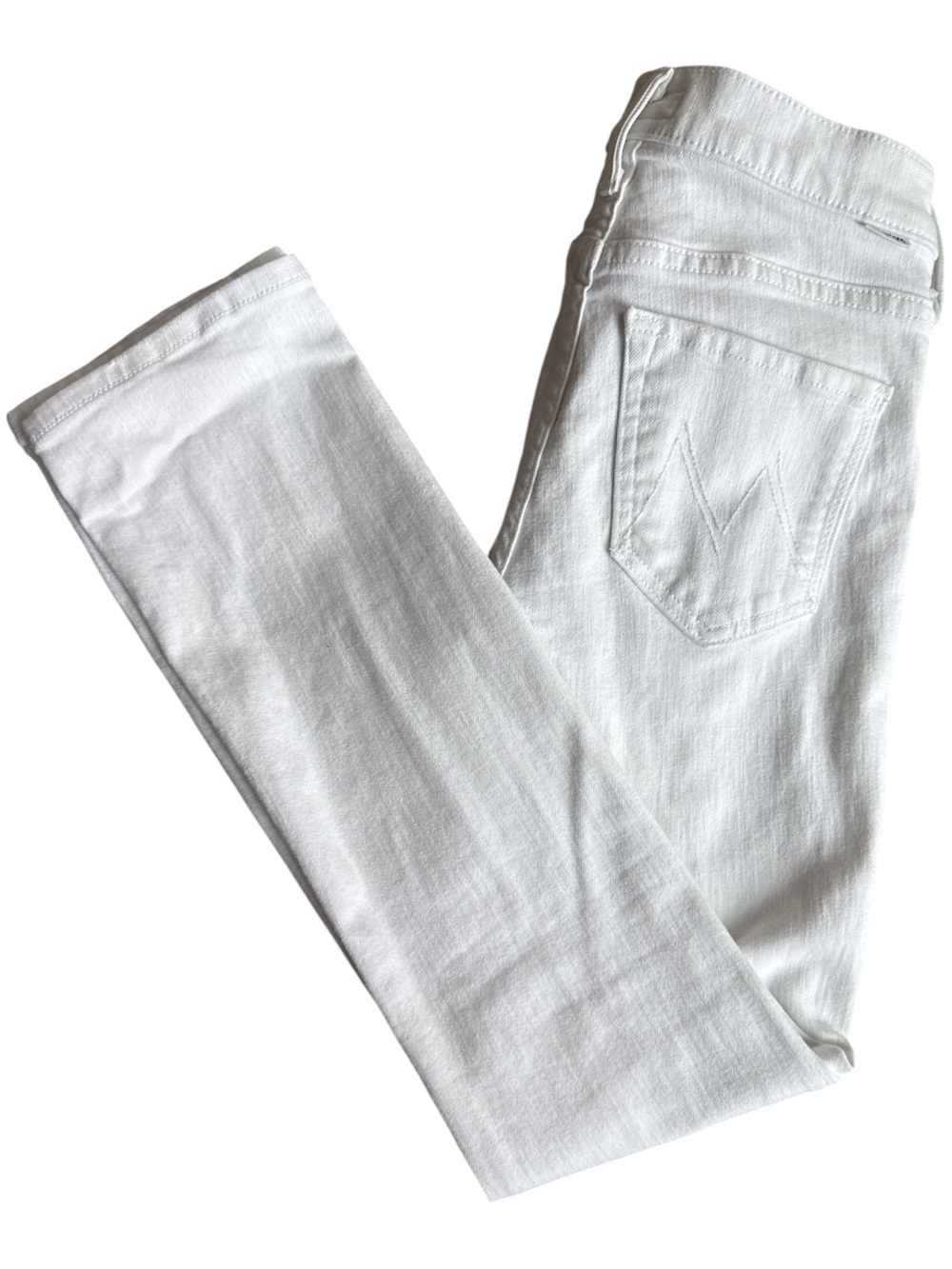 MOTHER Midrise Dazzle Ankle White jeans